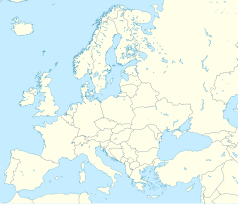 Mapa konturowa Europy, na dole znajduje się punkt z opisem „źródło”, poniżej na prawo znajduje się również punkt z opisem „ujście”