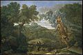 Nicolas Poussin (1658) "Landscape with blind Orion seeking the sun". Metropolitan Museum of Arts, Manhattan, New York.