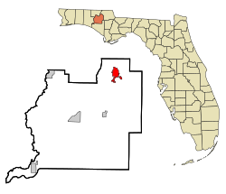 Location in Washington County and the state of Florida