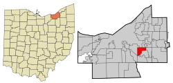 Location in Cuyahoga County and the state of Ohio.