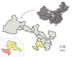 甘粛省中のマチュ県の位置