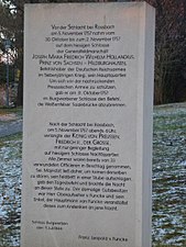 Rectangular monument with details of ownership of the land on which the battle occurred.