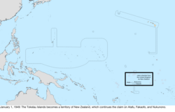 Map of the change to the United States in the Pacific Ocean on January 1, 1949