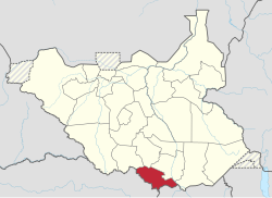 Location of Yei River State in South Sudan