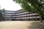 School building as seen from the field