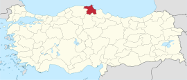 Location of the province within Turkey