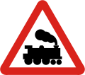 Railway crossing without gate or barrier