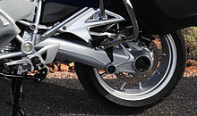 Swingarm, rear-wheel and rear brakes on a 2015 R1200RT