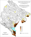 Percent of Albanians by settlements, 1971.