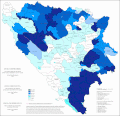 Udio pravoslavnih kršćana u Bosni i Hercegovini po općinama u 2013. godini.