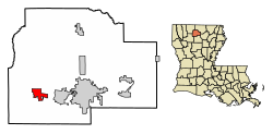 Location of Simsboro in Lincoln Parish, Louisiana.