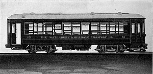 A side view of a streetcar