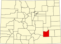 Map of Kolorado highlighting Otero County