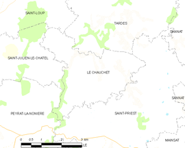 Mapa obce Le Chauchet