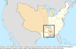 Map of the change to the United States in central North America on February 6, 1818