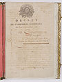 Prima pagina a Constituției franceze din 1791, care a înlocuit monarhia absolută cu o monarhie constituțională în Franța.