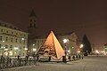 Karlsruhes centrum i vinterdragt. Karlsruhe er også en sporvognsby.