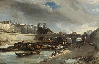 Boot wasplaats de buurt van de Pont Neuf, Parijs[49], Johan Jongkind (1850)