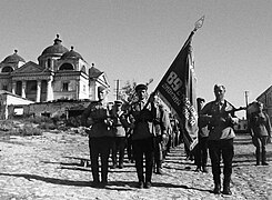 Seiersparade av soldater fra 89. garde rifledivisjon i Belgorod 5. august 1943