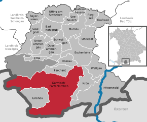 Poziția markt Garmisch-Partenkirchen pe harta districtului Garmisch-Partenkirchen