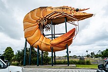 Prawn sculpture, several metres high