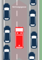 Bildung einer Rettungsgasse bei zwei Fahrstreifen unter Verwendung des Standstreifens in Österreich