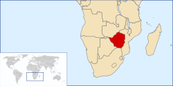 Vị trí của Nam Rhodesia ở miền nam châu Phi