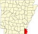 State map highlighting Chicot County