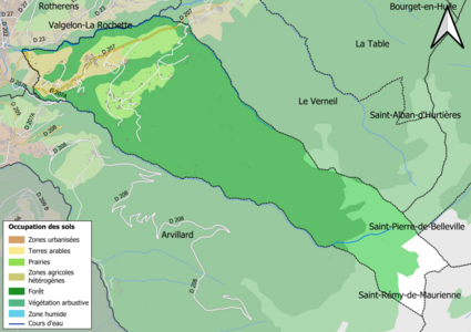 Carte en couleurs présentant l'occupation des sols.