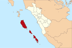 El kabupaten de Kepulauan Mentawa (mapa de la provincia de Sumatra Occidental