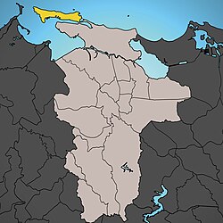 Location of Old San Juan within San Juan Antiguo shown in yellow and San Juan shown in light grey