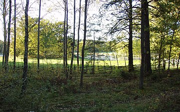 Lövskog och ängsmark med ekdunge i den så kallade Hagen invid Västra Långängskärret inom Lidingös naturreservat.