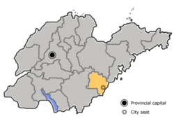 山東省中の日照市の位置