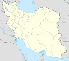 Mapa konturowa Iranu, u góry nieco na lewo znajduje się punkt z opisem „Baghestan”