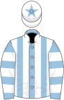 Light blue and white stripes, hooped sleeves, white cap, light blue star