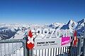 Panoramatický výhľad na pohoria Eiger, Monch a Jungfrau z vyhliadkovej plošiny na Piz Gloria.