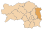 Lage des Bezirkes Hartberg-Fürstenfeld innerhalb der Steiermark