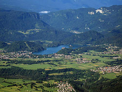 Město a jezero Bled