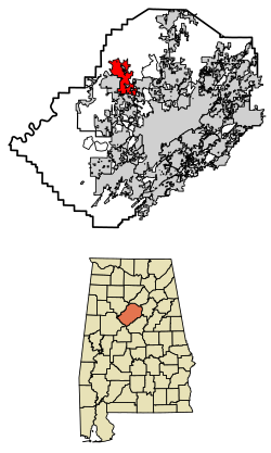 Location of Graysville in Jefferson County, Alabama.