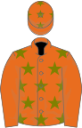 Orange, Olive Green stars, Orange sleeves