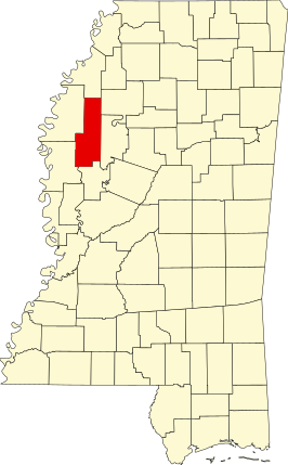 Locatie van Sunflower County in Mississippi