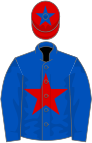 Royal blue, red star, red cap with blue star