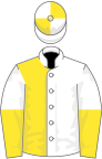 White and yellow (halved), halved sleeves, quartered cap