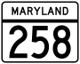 Maryland Route 258 marker