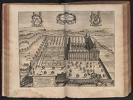 De abdij van Vlierbeek in de 17e eeuw (afbeelding uit Chorographia Sacra Brabantiae van Antonius Sanderus - 1659)