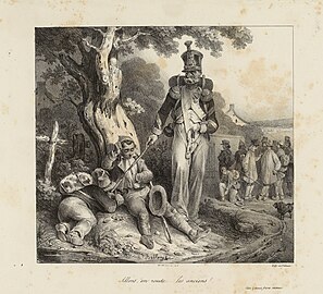 Allons, en route… les anciens !, 1827, lithographie, Paris, musée Carnavalet.