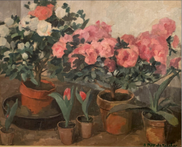 Les pots d'azalées, peinture sur toile non datée (collection particulière).