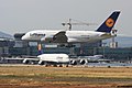 Um Airbus A380 durante decollagem em Frankfurt