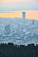 Komtar and its surrounding skyline from Penang Hill, 2019.