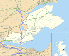 Mapa konturowa Fife, na dole po lewej znajduje się punkt z opisem „Rosyth”